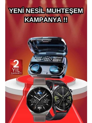 Ikili Set Akıllı Saat ve Bluetooth Kulaklık Kablosuz Uzun Pil Ömrü Spor Modları Tdms-07