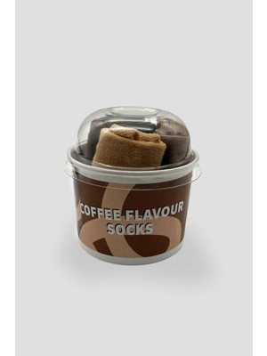  Defne Babycupcake Kutulu Premium Pamuklu Unisex Çocuk Patik Çorap Seti - Coffee Serisi