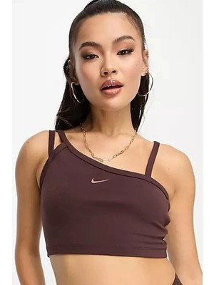 Nike Sportswear Everyday Modern Women's Asymmetrical Crop Tank Kadın Askılı Crop Atlet Bra Kahverengi