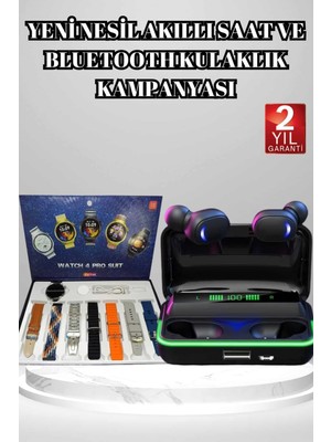 Powerbank Bluetooth Kulaklık ve Akıllı Saat 7 Kordonlu Metal Kordon Plastik Kordon Tdms-07