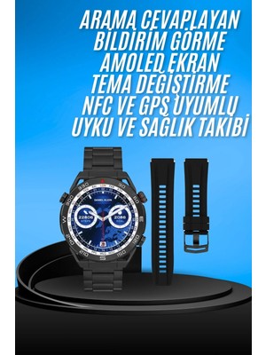 Akıllı Saat Çelik Kordonlu Amoled Ekran Android ve Ios Uyumlu Çağrı Cevaplayabilen Tdms-07