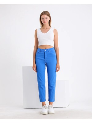 Lenithra Kadın Yüksek Bel Power Likralı Mom Jean