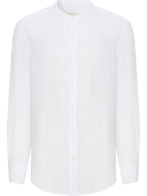 Regular Fıt Hakim Yaka Uzun Kollu Keten Gömlek