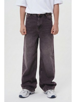 Haykids Erkek Füme Geniş Paça Baggy Alt Giyim Kot Pantolon