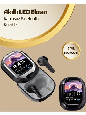 Akıllı Ekranlı Bluetooth 5.4 Kablosuz Kulaklık – Dokunmatik ve Şarj Kutulu Tdms-07