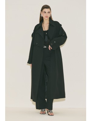 Manuka LIMITED EDITION GENİŞ KOL TRENÇKOT SİYAH