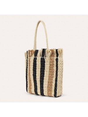 MUDO Renk Bloklu Hasır Shopper Çanta