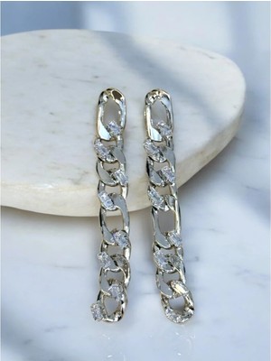 CHERIECHIC Jewels Uzun Zincir Model Baget Taşlı Küpe (S)