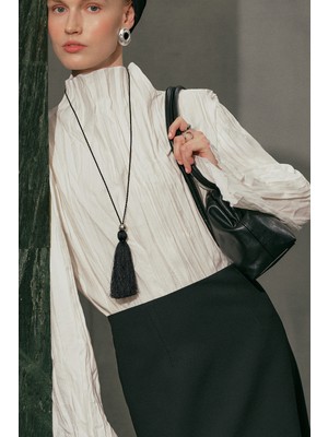 Manuka Crush Kumaşlı Bluz Ekru