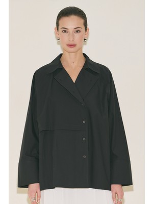 Manuka Mılo Kruvaze Kapama Gömlek Siyah