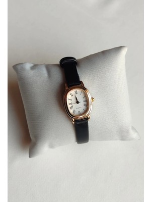 Quartz Yeni Retro Siyah Deri Kordon Minimal Şık Kadın Kol Saati
