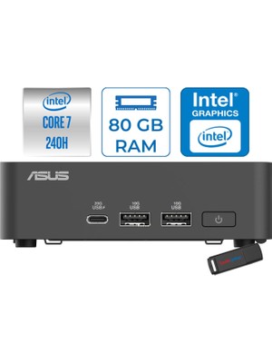 Asus Nuc 15 Pro Slim Kit Intel Core 7-240H 5.2ghz Up 80GB Ddr5 4tb SSD Intel® Graphics WIN11HOME Mini Masaüstü Bilgisayar RNUC15CRKC700002H30+ZETTAUSBBELLEK