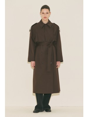 Manuka Malıa Çift Yakalı Trençkot Kahverengi