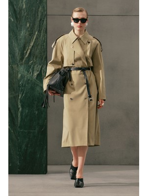 Manuka Malıa Çift Yakalı Trençkot Kum