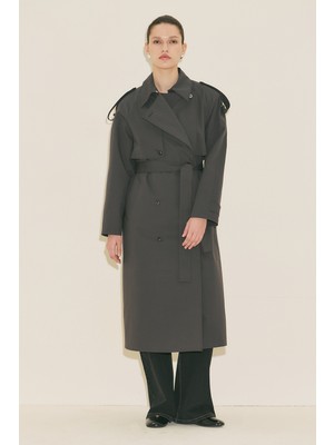 Manuka Malıa Çift Yakalı Trençkot Antrasit