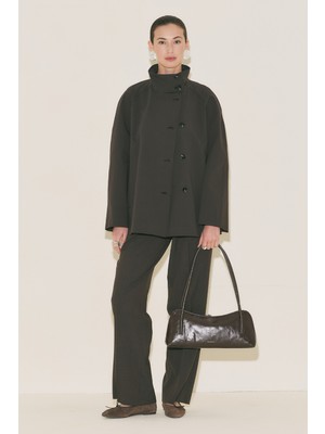 Manuka Henna Yüksek Yaka Trençkot Kahverengi