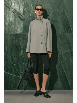 Manuka Henna Yüksek Yaka Trençkot Mavi