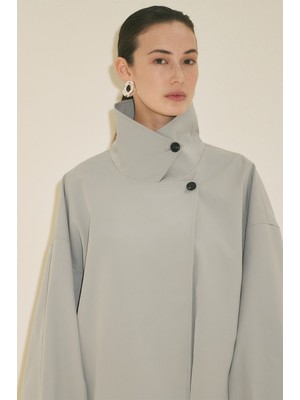 Manuka Melva Geniş Kol Kısa Trençkot Mavi