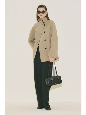 Manuka Henna Yüksek Yaka Trençkot Kum