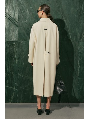 Manuka Malene Düğmeli Trençkot Vanilya