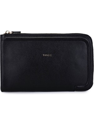 Tamer Tanca Unisex Hakiki Deri Siyah Floter El Çantası 1012 2029 Cnt SK25-26 Sıyah Fltr