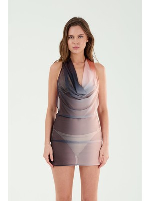 Louren P25003 Degaje Yaka Mini Elbise