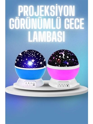 Renkli Yıldızlı Gökyüzü Projeksiyon Gece Lambası Pilli ve USB Kablolu Tdms-07