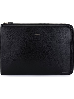 Tamer Tanca Unisex Hakiki Deri Siyah Floter El Çantası 1012 2031 Cnt SK25-26 Sıyah Fltr