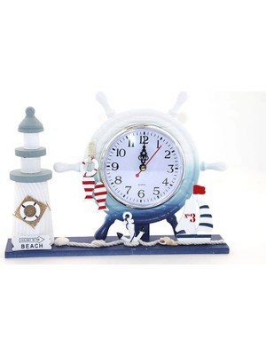 Alfa Life Marketing Ahşap Marin Deniz Feneri Dümenli Saat