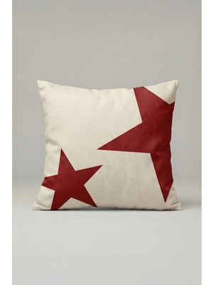 Viki Concept Modern Kırmzı Kontrast Desenli Kırlent Kılıfı 031 – 45X45 cm Dekoratif Yastık Kılıfı