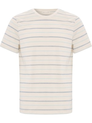 MUDO Çizgili Bisiklet Yaka T-Shırt