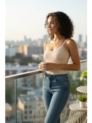 Nuitamore Yünlü Kadın Atlet – Doğal Isı Koruma, Ince ve Şık Iç Giyim (Bej / Siyah)