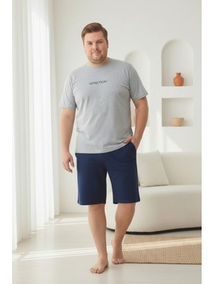 Seboteks %100 Pamuklu Kısa Kollu Cepli Büyük Beden Erkek Şortlu Pijama Takımı 2035