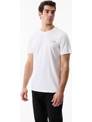 Baskılı Bisiklet Yaka Kısa Kollu T-Shırt