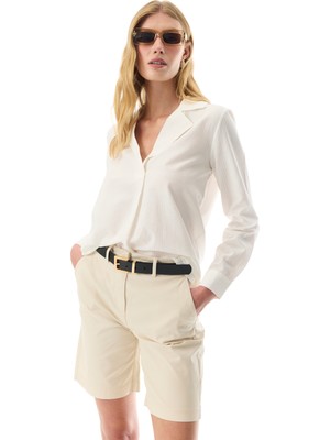 V Yaka Dokulu Casual Bluz