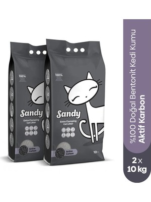‎Sandy Sandy Aktif Karbonlu Topaklanan Kedi Kumu 20 kg