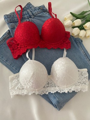 Gold Night Kadın Dantelli Desteklli Balenli Push Up Dolgulu Soft Sütyen Ikili Paket