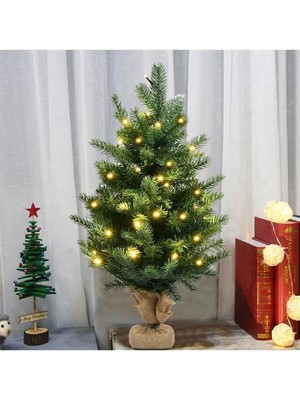 Storemax NO35 Lapidaria 40 cm LED Işıklı Yılbaşı Çam Ağacı Kütük Tabanlı Jüt Ipli