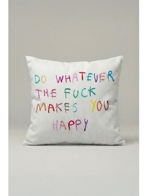 Viki Concept Pop Art Renkli Yazı Desenli Kırlent Kılıfı 025 – 45X45 cm Dekoratif Yastık Kılıfı