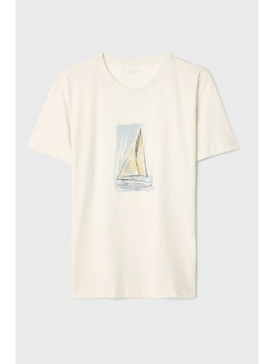 MUDO Baskılı Bisiklet Yaka T-Shırt