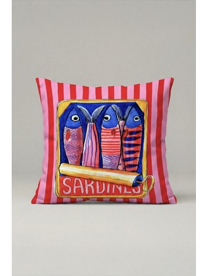 Viki Concept Sardines Desenli Dekoratif Kırlent Kılıfı 098 – Pop Art Balık Konseptli 45X45 cm