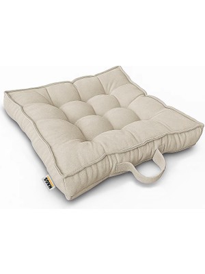 Storemax NO35 Haegs Sandalye Minderi, Çift Kenarlı, Taşıma Kulplu, Punterez Puntolu Elyaf Dolgulu Mutfak Yemek Sandalyeleri Için Kare Oturma Minderi, Ofis Masası Için Yumuşak Konforlu Minder 42X42X6 cm - Bej