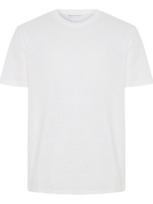 MUDO Keten Karışımlı Bisiklet Yaka T-Shırt