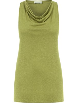 Keten Karışımlı Degaje Yaka Bluz