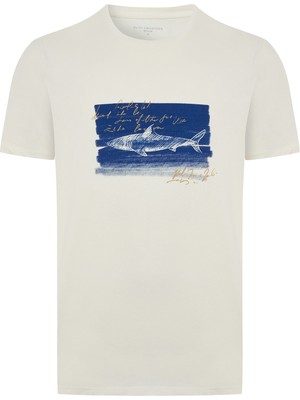 Baskılı Bisiklet Yaka Kısa Kollu T-Shırt