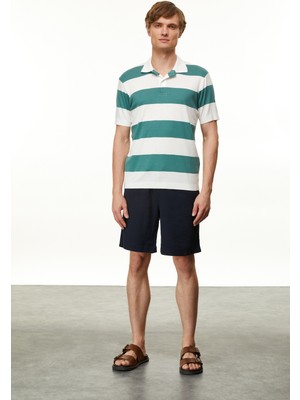 Polo Yaka Çizgili T-Shırt