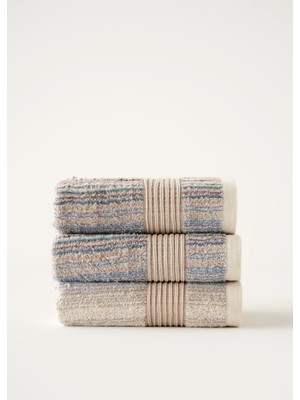 Bella Maison %100 Pamuk Stripe Ipliği Boyalı 3'lü Yüz Havlusu Seti Mavi (50X90 Cm)