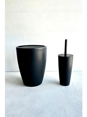 Storemax NO35 Primanova Saf Plastik Banyo Seti 2 Peices'ten (Sepet 7,5 Litre, Tutuculu Tuvalet Fırçası). Banyo ve Mutfak Temizliği Için (Siyah)