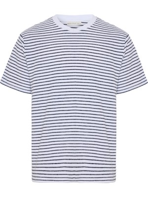 MUDO Çizgili Bisiklet Yaka Örme T-Shırt