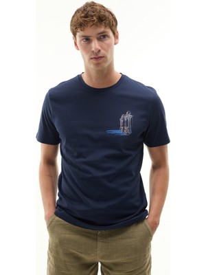 MUDO Baskılı Bisiklet Yaka T-Shırt